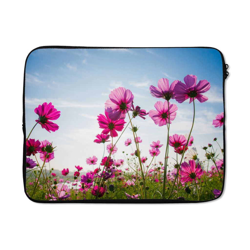 MuchoWow Laptop Hülle 15 Zoll Blumen - Rosa - Cosmea Laptoptasche - Laptoptasche - Sleeve - Rundum-Schutz