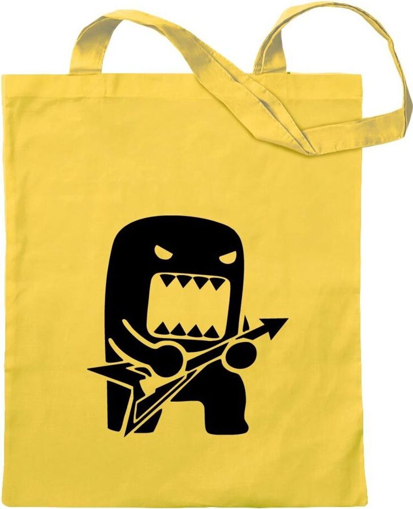 Kiwistar - Baumwolltasche - gelb - Rock Domo mit Gitarre - Tragetasche Stoffbeutel Umhängetasche langer Henkel