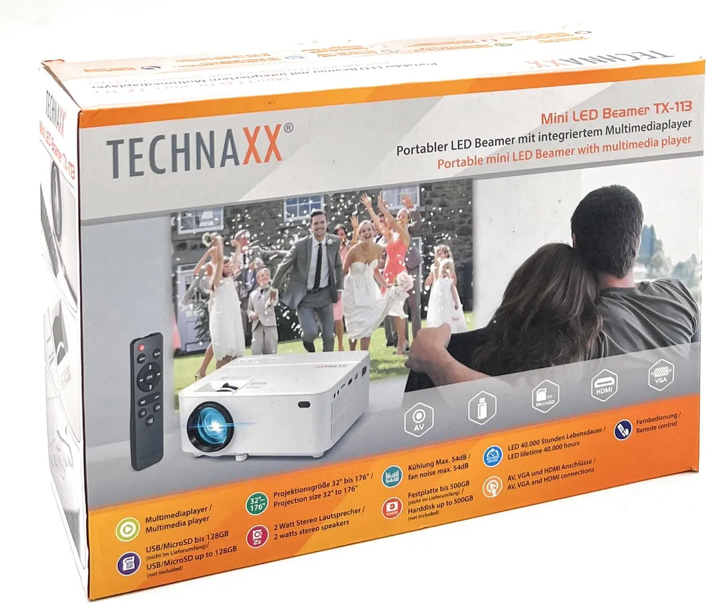Mini Projecteur LED 40000 Heures HD Technaxx TX-113 - Image jusqu'à 176'' - 17