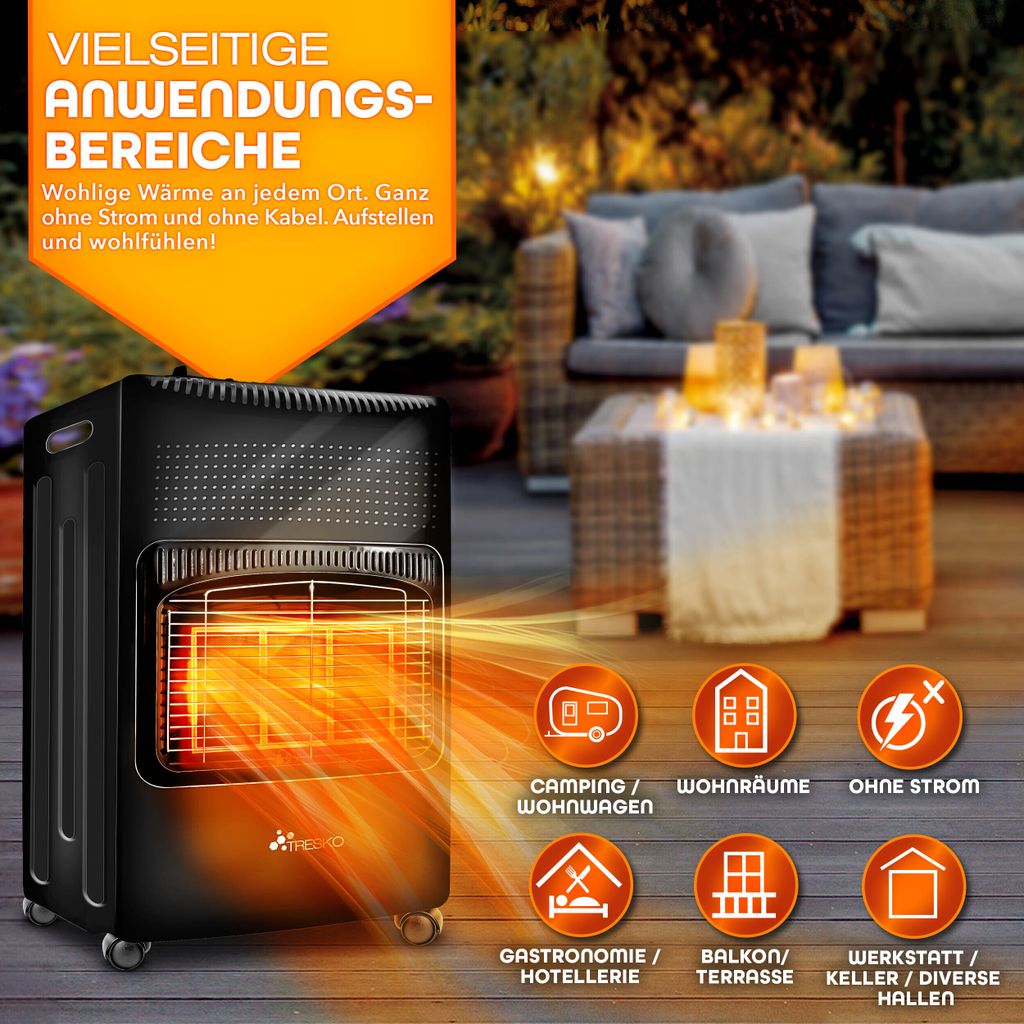 Nagrzewnica gazowa TRESKO® 4200 W, czarna, z regulatorem Zdjęcie produktu 6