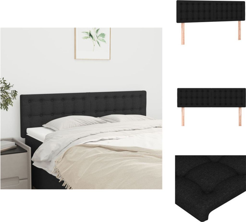 vidaXL Kopfteile 2 Stk. Schwarz 72x5x78/88 cm Stoff - Kopf- & Fußenden