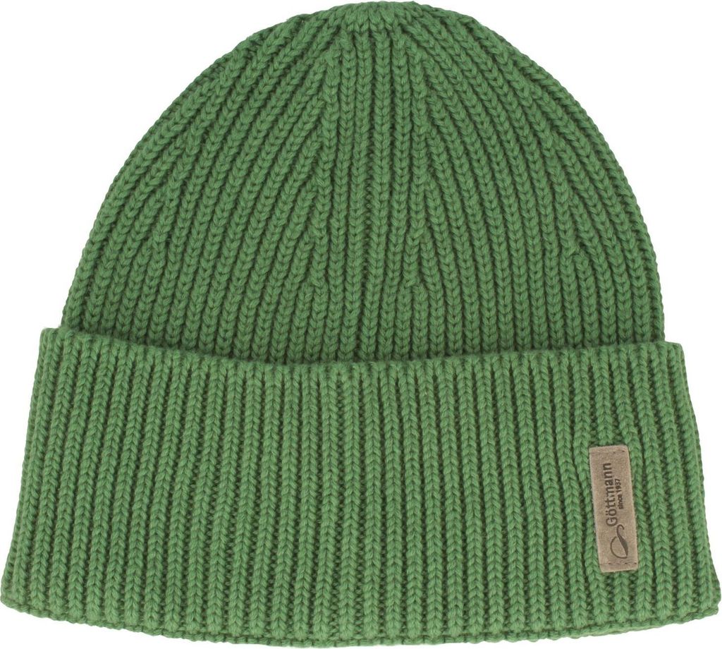 Göttmann leichte Umschlag-Strickmütze Baumwoll-Kaschmir-Mix, grün, Gr. XXL