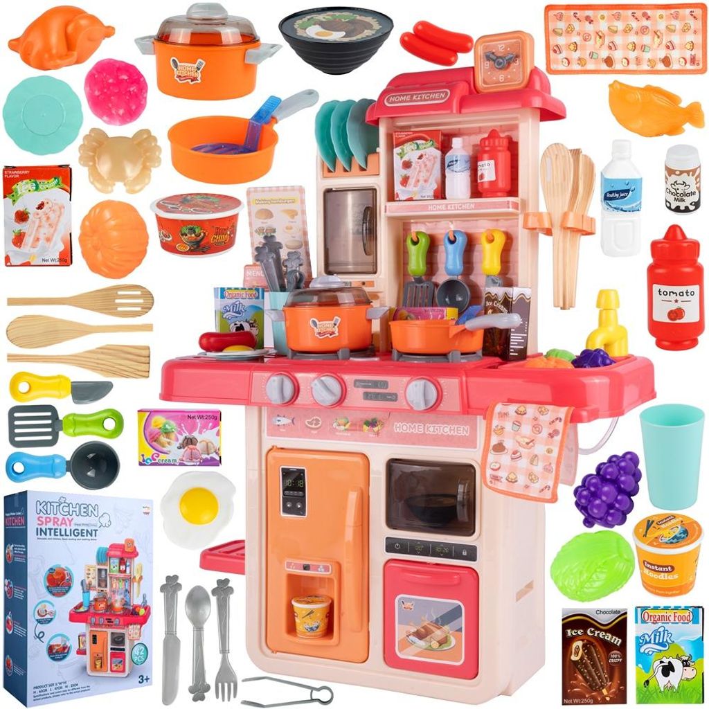 Malplay Spielzeugküche Kinderküche mit Zubehör 42 Stück Ton Produktbild 