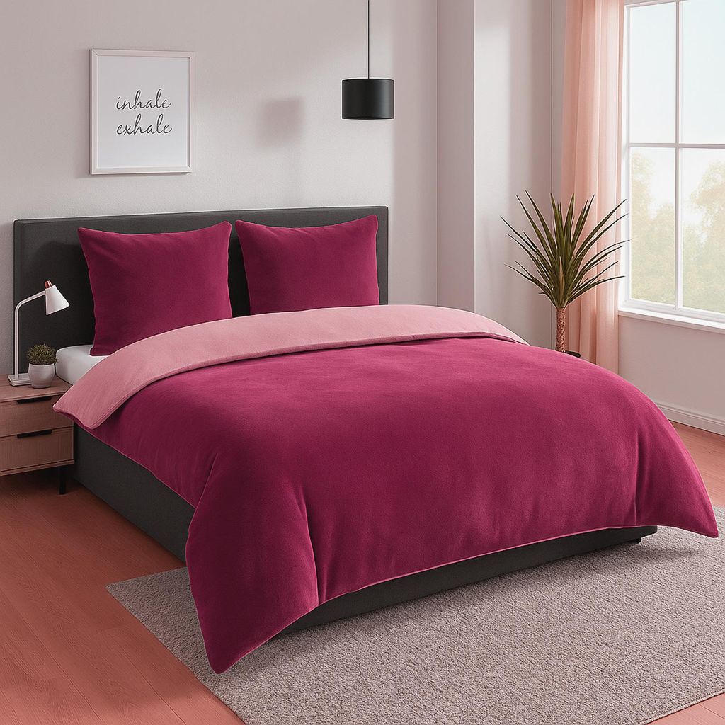 Heimtexland Teddy Flanell Wende Bettwäsche Set I Winter Bettbezug I kuschelig weich und warm I 2 Kopfkissen 80x80 I Bettdecke 200x200 I Cashmere T...