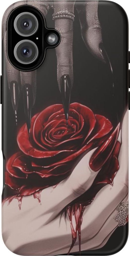 Dunkle Gothic-Hände mit blutroter Rose – Hülle Kompatibel mit 16 Plus