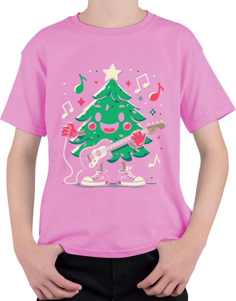 Tannenbaum Gitarre - Weihnachten Weihnachtsgeschenk Christmas Uni Kinder T-Shirt, Pink, 116
