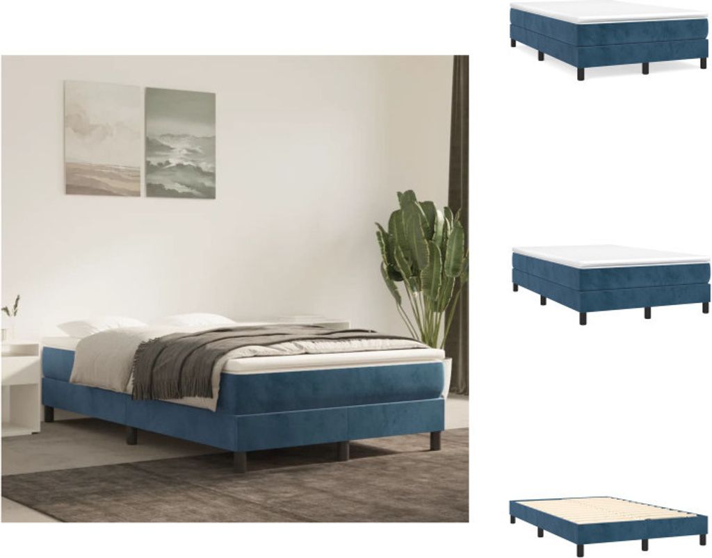 vidaXL Boxspringbett Dunkelblau 120x200 cm Samt - Betten & Bettgestelle