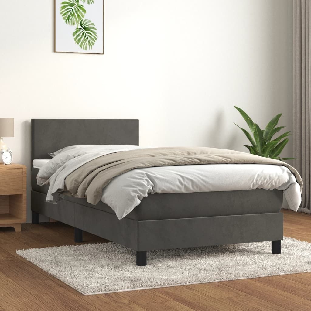 Maison Exclusive - Boxspringbett mit Matratze Dunkelgrau 100x200 cm Samt