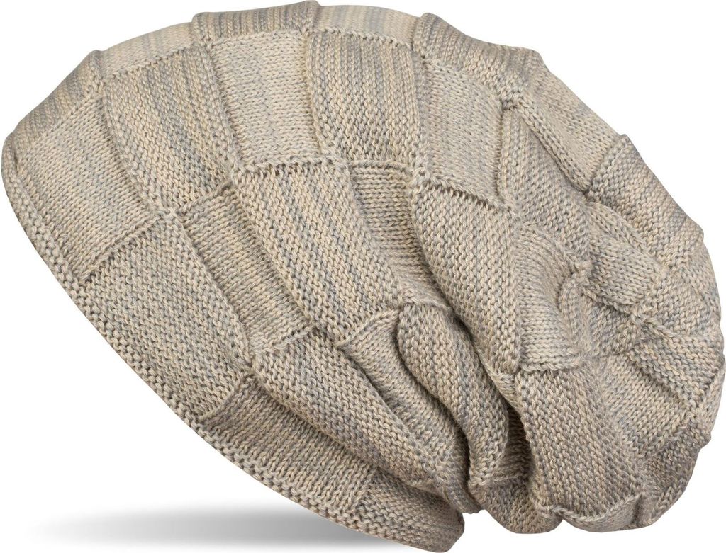 styleBREAKER warme Feinstrick Checked Beanie Mütze mit Flecht Muster und sehr weichem Fleece Innenfutter, Uni 04024090