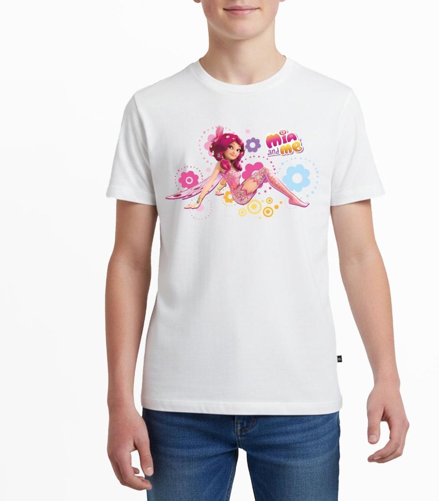 Spreadshirt Mia and Me Elfe Mia Sitzt In Blumen Teenager Premium T-Shirt, 158/164 (12 Jahre), Weiß