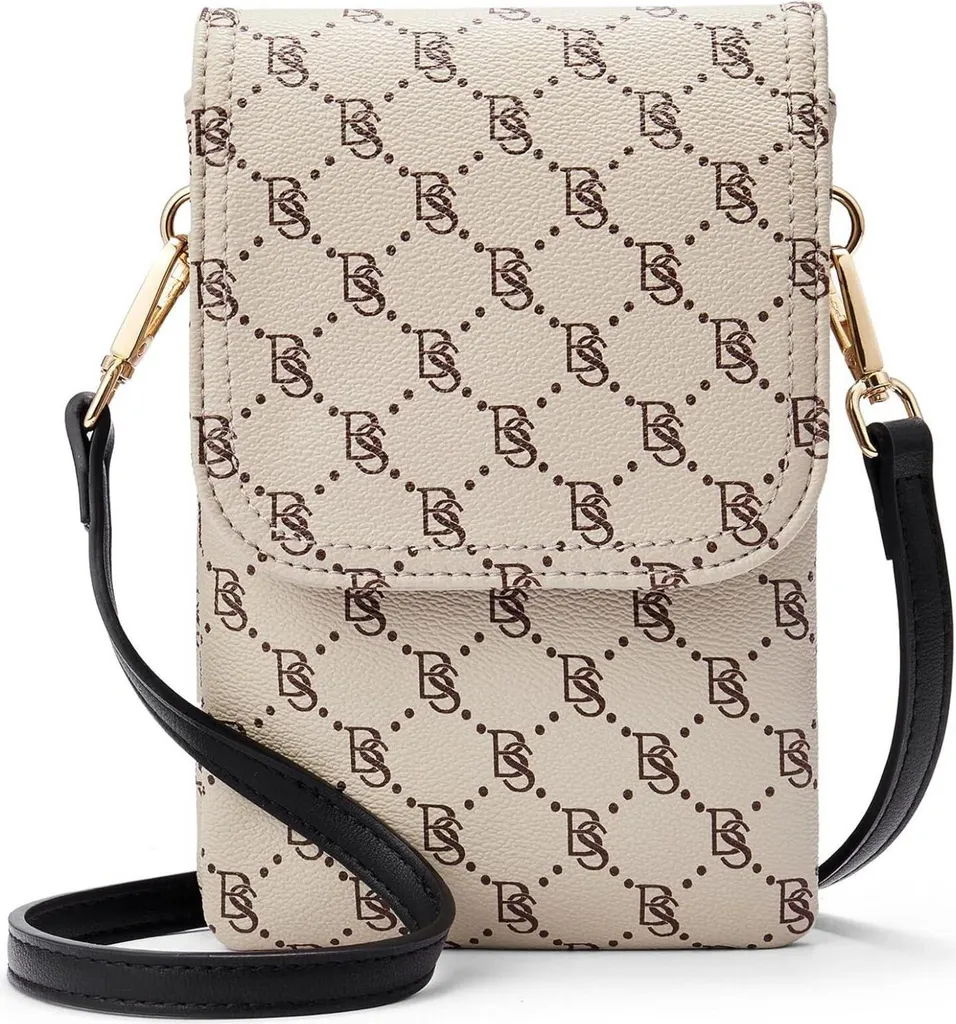 Borsello Cellulare Donna Beige - Tracolla in Pelle Sintetica di Qualità