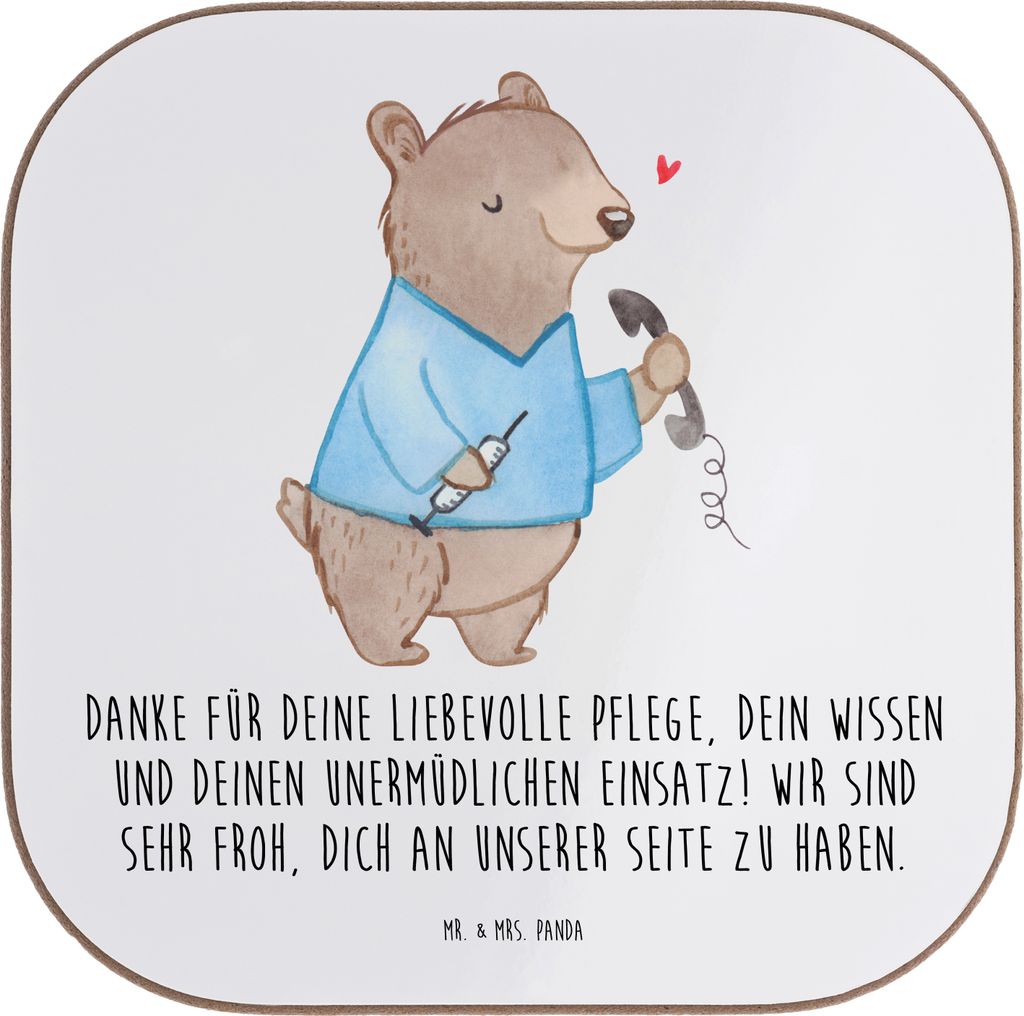 Mr. & Mrs. Panda unterleger Dankbare Pflegekraft - Weiß - Geschenk, Untersetzer Gläser, Alltagshelden, Danke sagen, Getränkeuntersetzer, Aufmerk...