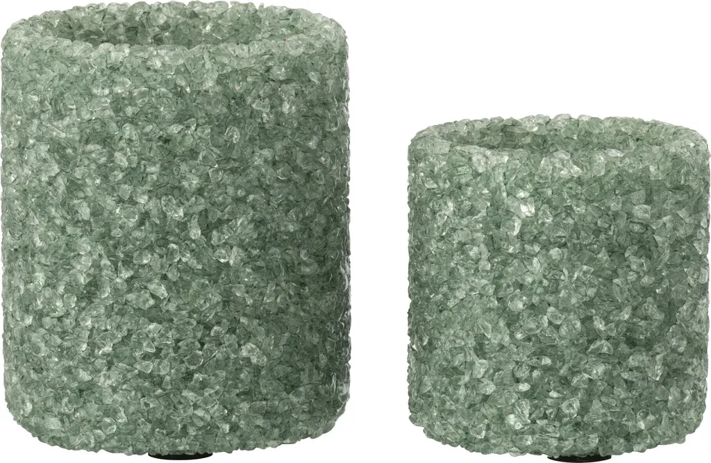 J-Line Set de 2 Photophores Pierre Vert Foncé - Déco de Table Élégante