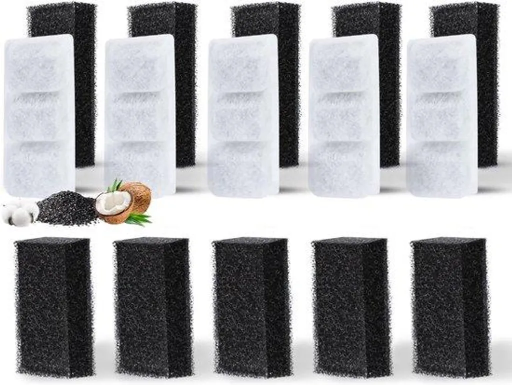 Lot de filtres de rechange pour fontaine chat avec charbon et mousse
