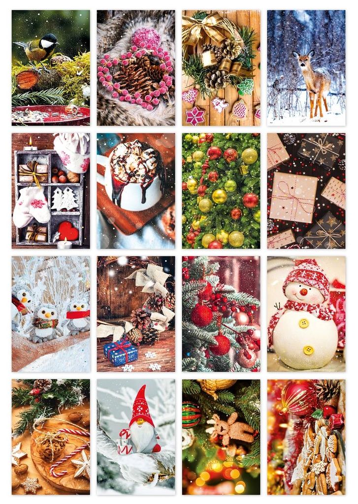 Glückwunschkarten Weihnachten 100 Stück 16 Motive