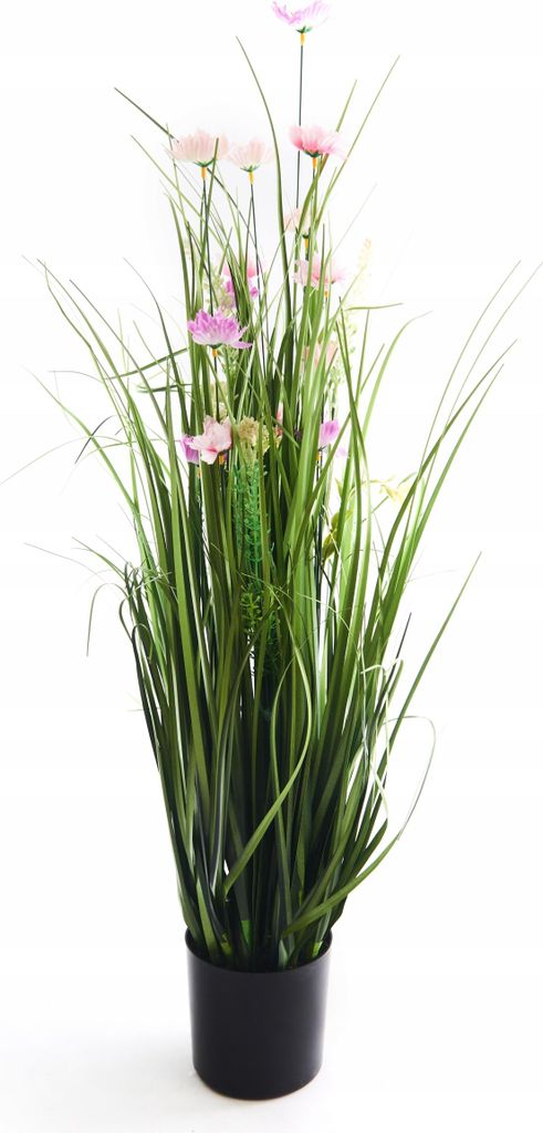 Kunstgras mit Feldblumen 70cm im Topf - Realistische Wiesen-Kunstpflanze pflegeleicht
