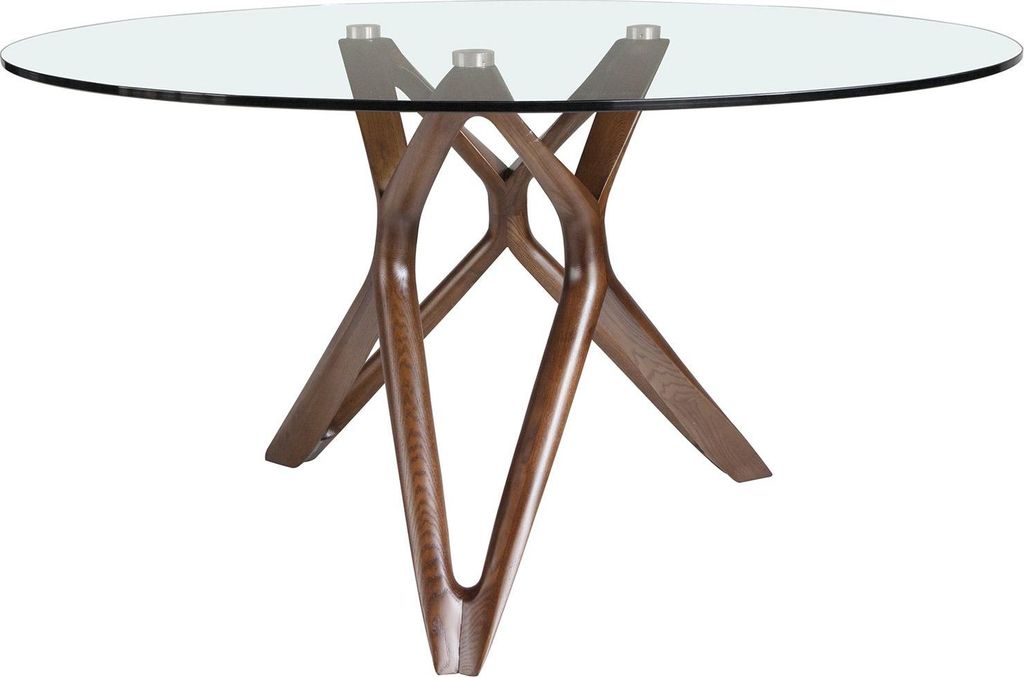 Angel Cerdá Esstisch runde gehärtetes Glas aus walnussfarbenes Holz 1108-Ø140