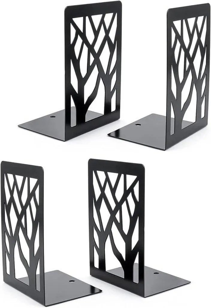 Serre-livres robuste en métal noir lot de 2 - Présentoir décoratif stable