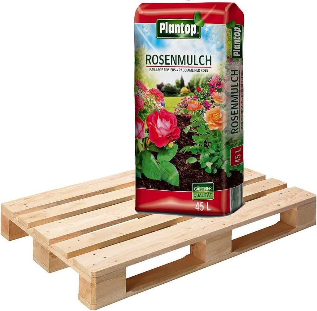 Plantop Rosenmulch aus Nadelholzrinde, feine Körnung, gerbsäurearm, 25 Säcke à 45 Liter