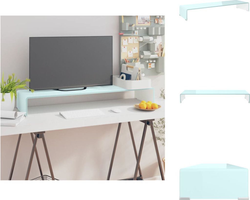 vidaXL TV-Aufsatz/Monitorerhöhung Glas Grün 100x30x13 cm - TV-Möbel