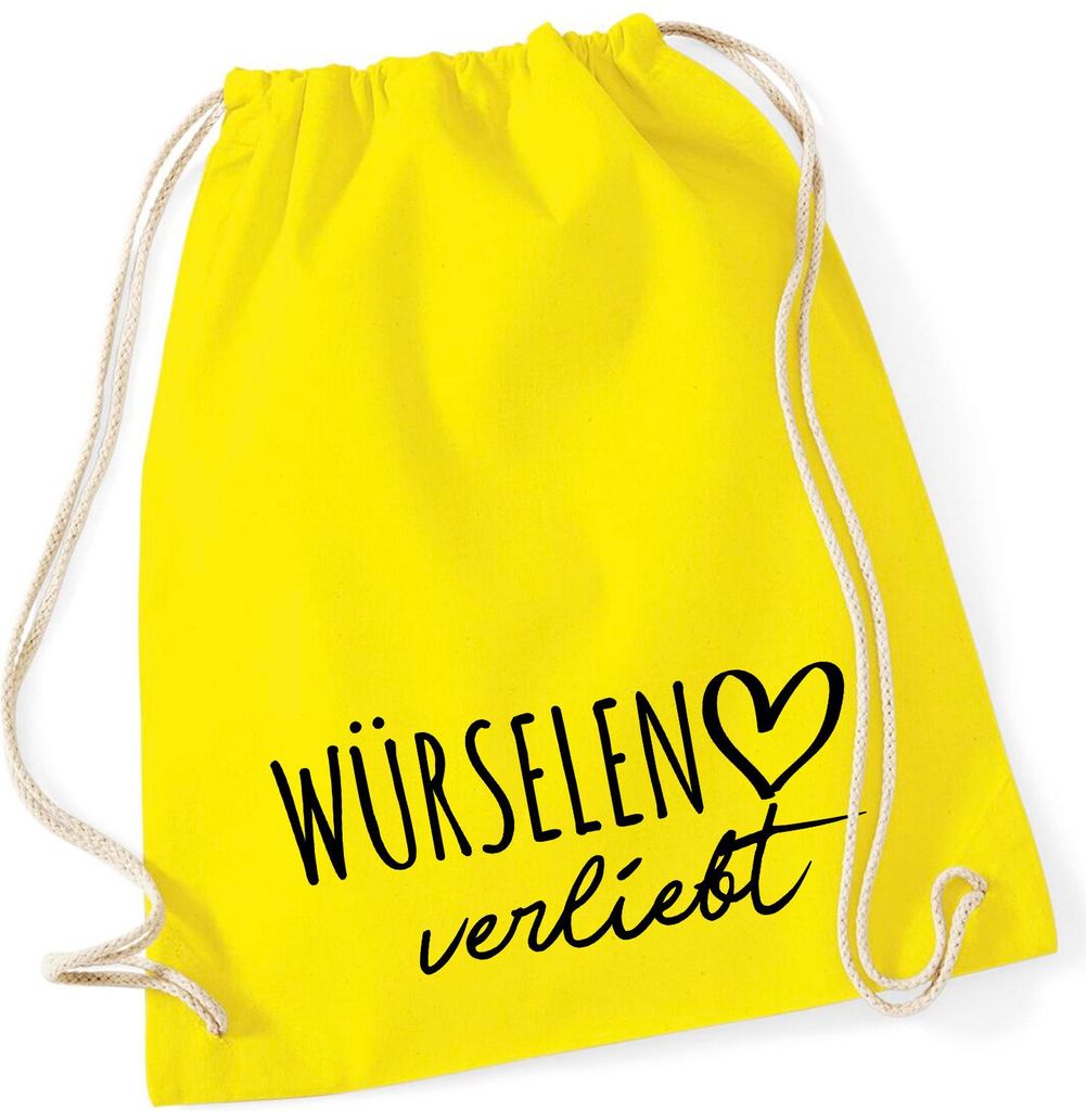 Huuraa Turnbeutel Würselen verliebt 12 Liter Yellow Baumwolle Rucksack Geschenkidee