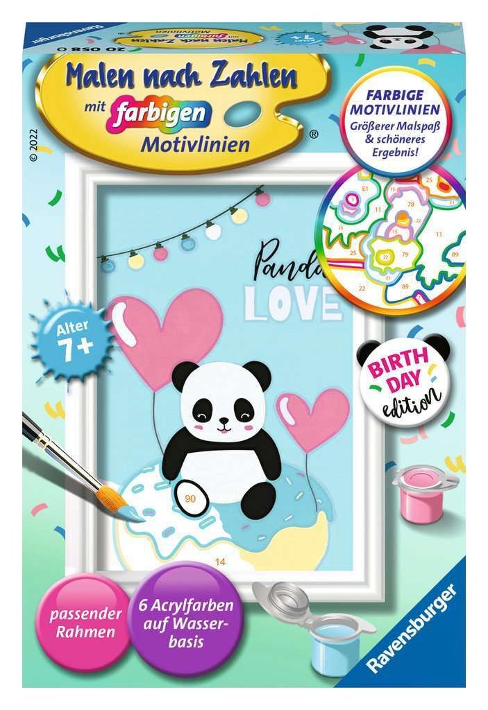 Ravensburger Malen nach Zahlen 20058 - Panda Love - Kinder ab 7 Jahren