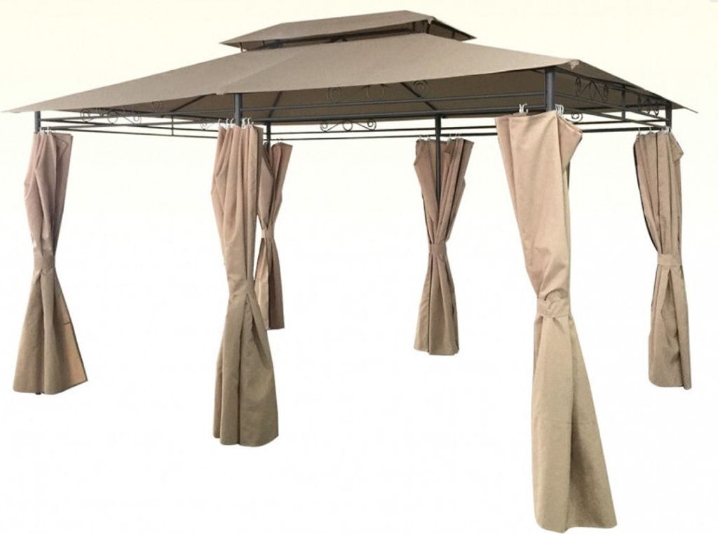 4iQ Gartenpavillon 3x4m Beige mit Wänden Partyzelt Pavillon