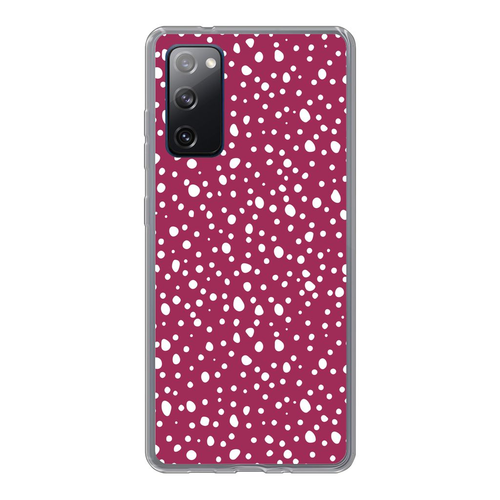 MuchoWow Handyhülle Schutzhülle Hülle für Samsung Galaxy S20 FE Tupfen - Rot - Weiß Silikon Softcase Handy Hülle - Abdeckung