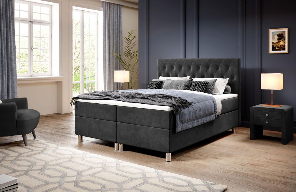 Boxspringbett 180x200 RAQUEL 1 - dunkelgrau