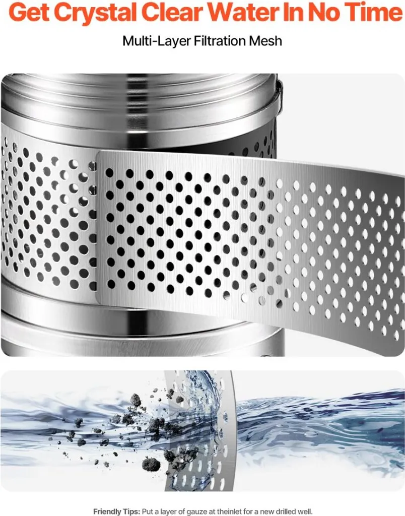 Pompe à Eau de Forage 750W Inox - Solution de Relevage 210 Pieds - 5