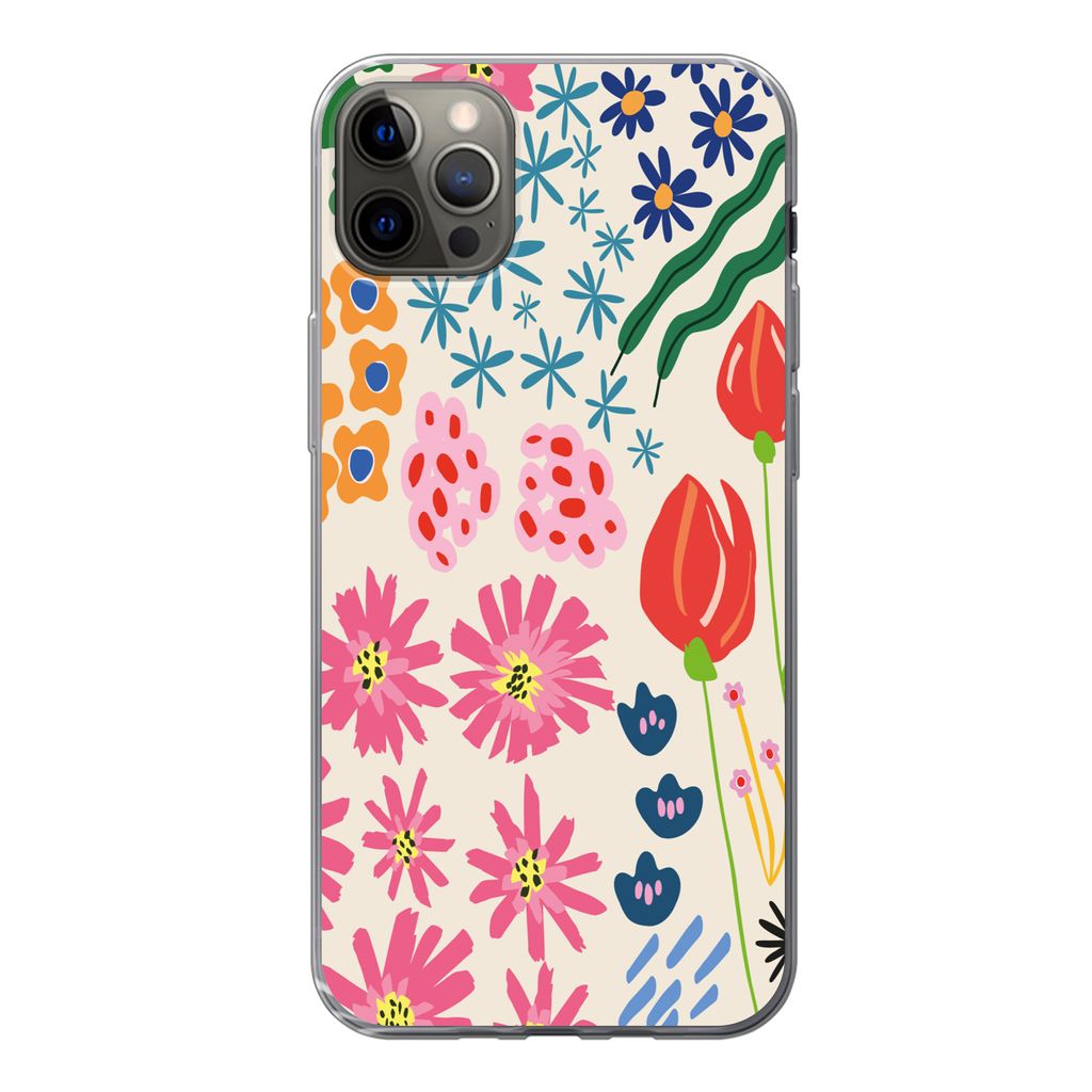 MuchoWow Handyhülle Schutzhülle Hülle für iPhone 12 Pro Max Blumen - Gestaltung - Tulpe Silikon Softcase Handy Hülle - Hartschale