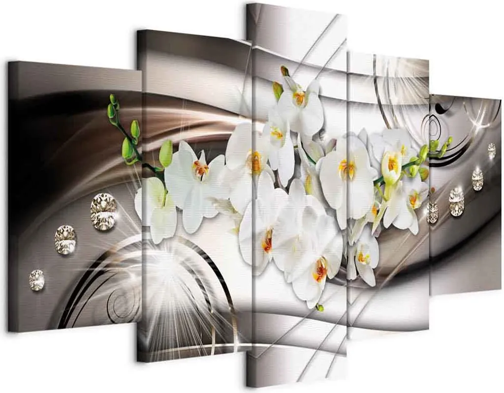 Quadro Moderno Fiori e Diamanti 100x50 cm - Tela b-A-0238-b-n Offerta