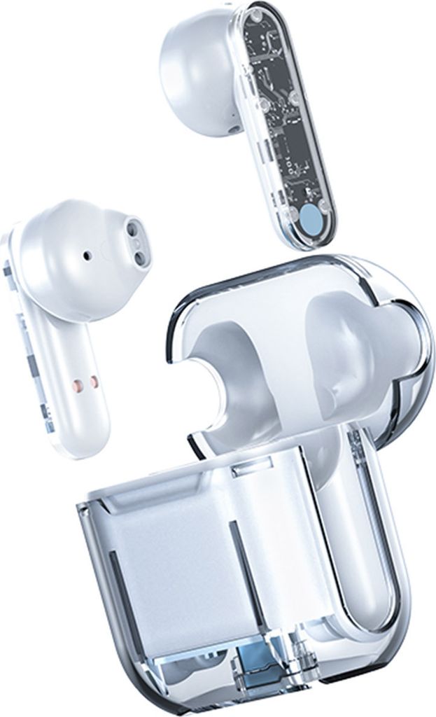 TM10 Kabellose Bluetooth-Kopfhörer mit transparenter Abdeckung, TWS In-Ear-Bluetooth-Kopfhörer, Weiß