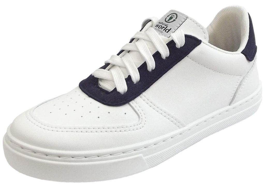 Natural World Vintage Kinder Retro-Sneaker Weiß/Dunkelblau (Marino), W88062-77
