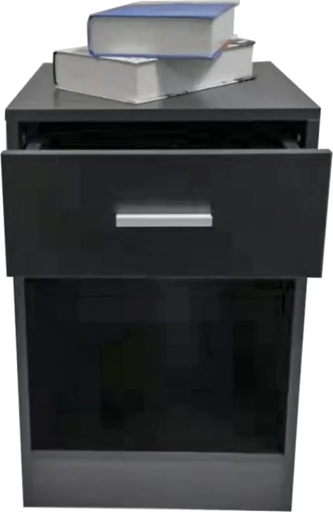 Petit meuble d'entrée noir avec tiroir et niche de rangement - Hauteur 60cm