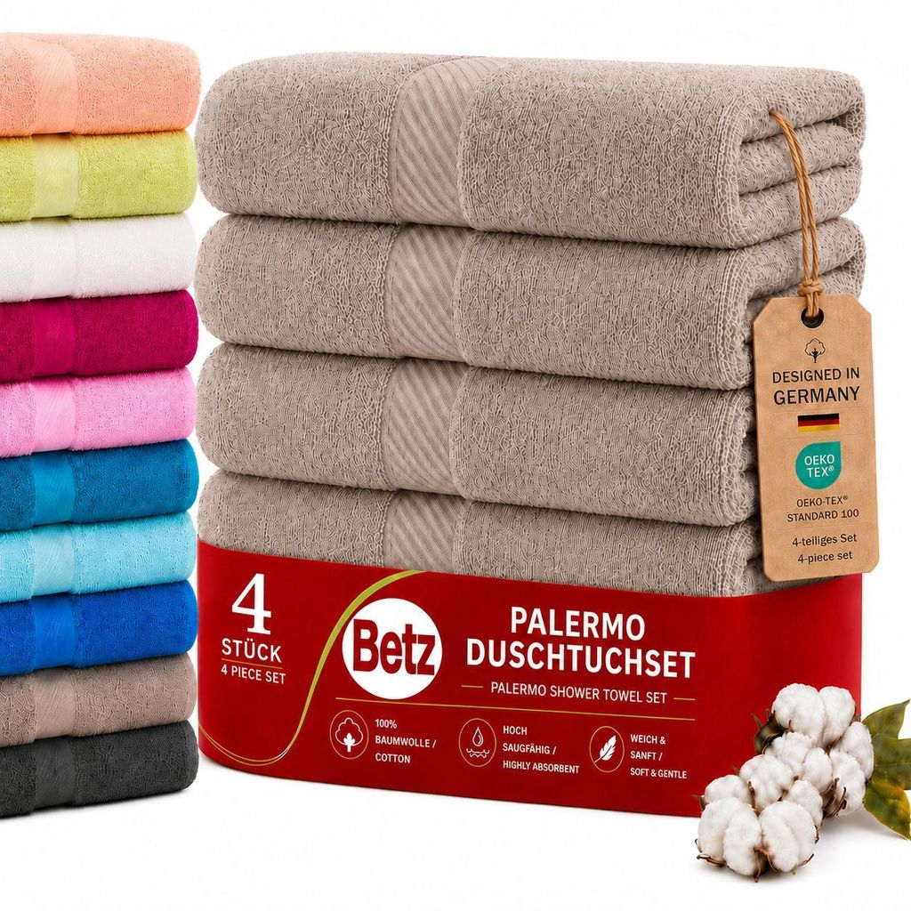 Betz 4 Stück Duschtücher 70x140 cm PALERMO 100% Baumwolle  Produktbild 