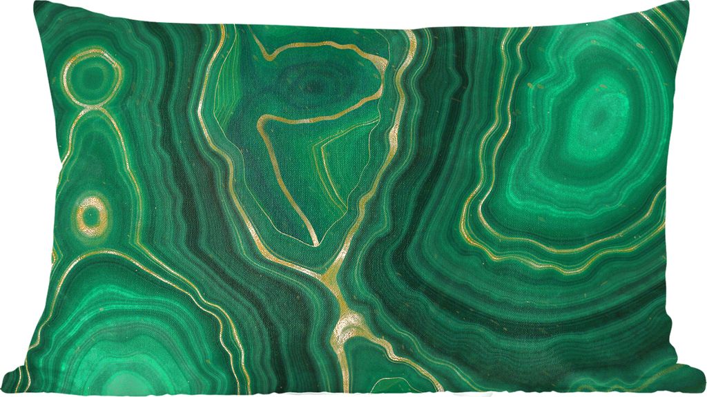 MuchoWow Zierkissen Sofakissen Wohnzimmer Dekokissen 60x40 cm Gold - Grün - Achatstein - Geode - Marmor - Kopfkissen - Polster mit Foto