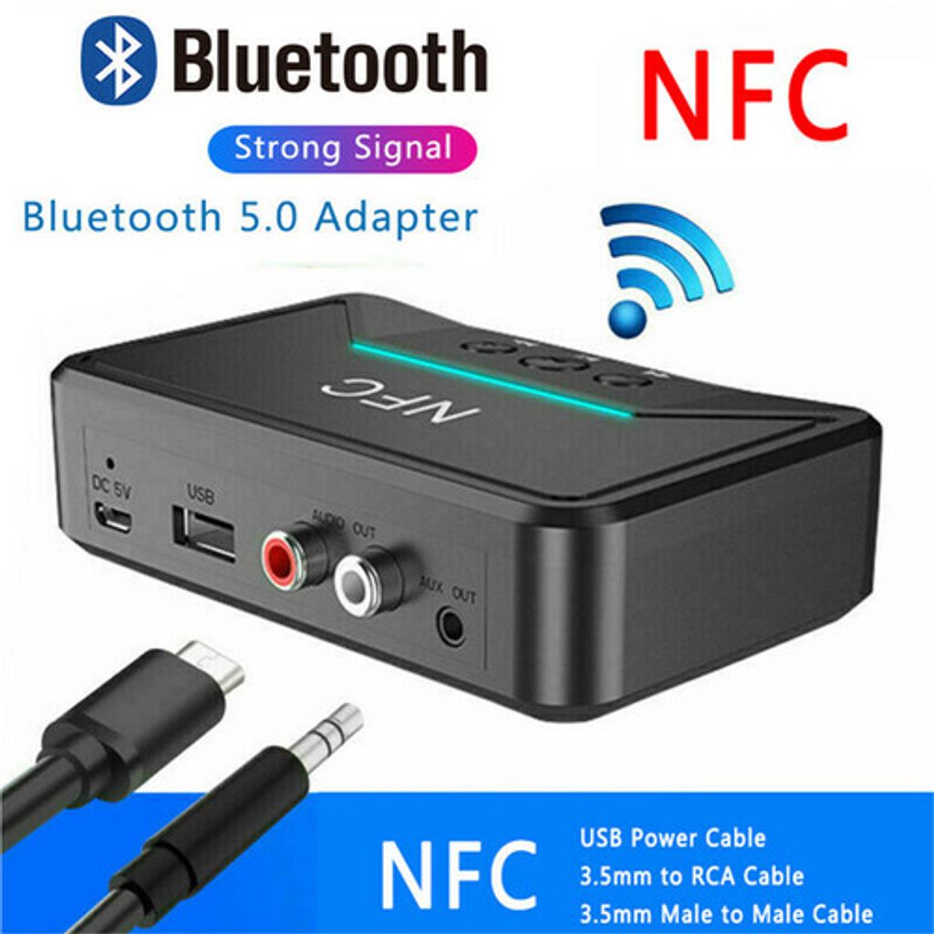 3,5-mm-AUX-WLAN-Adapter NFC-Audioempfänger mit rauschreduzierender HiFi-Klangqualität für TV/Auto/PC Bluetooth 5.0 Cinch-Empfänger 