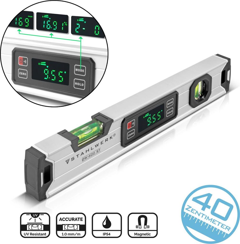 STAHLWERK Digitálna vodováha DW-400 ST z hliníka s dlžkou Obrázok produktu 