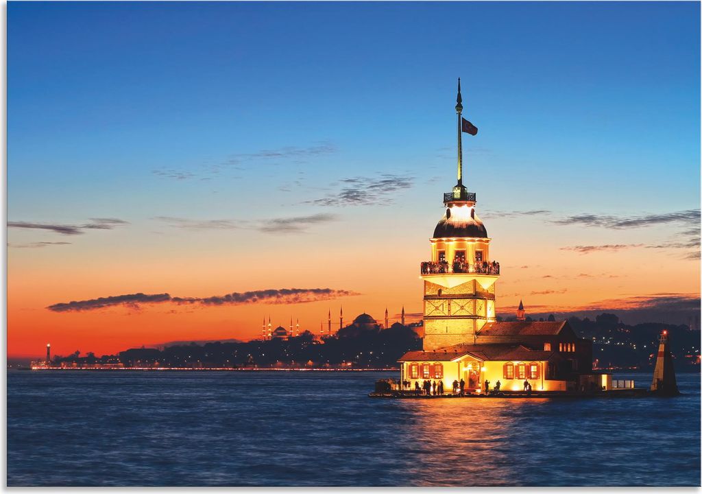 ARTland Wandbild Alu für Innen & Outdoor Istanbul Leanderturm Größe: 70x50 cm
