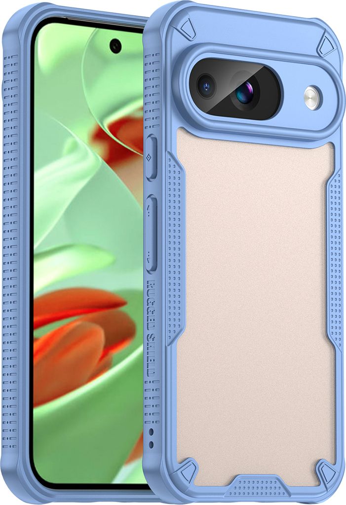 Schutzhülle für Google Pixel 9 / Pixel 9 Pro, transluzente matte Rückseite, TPU Bumper Case Blau