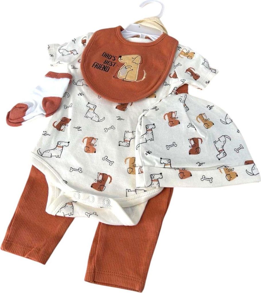 Baby Starter-Set » Geschenk Set aus Body, Hose, Lätzchen, Socken & Mütze » Geschenkidee für Babyparty » Baby Geschenk-Set für die Babyparty:...