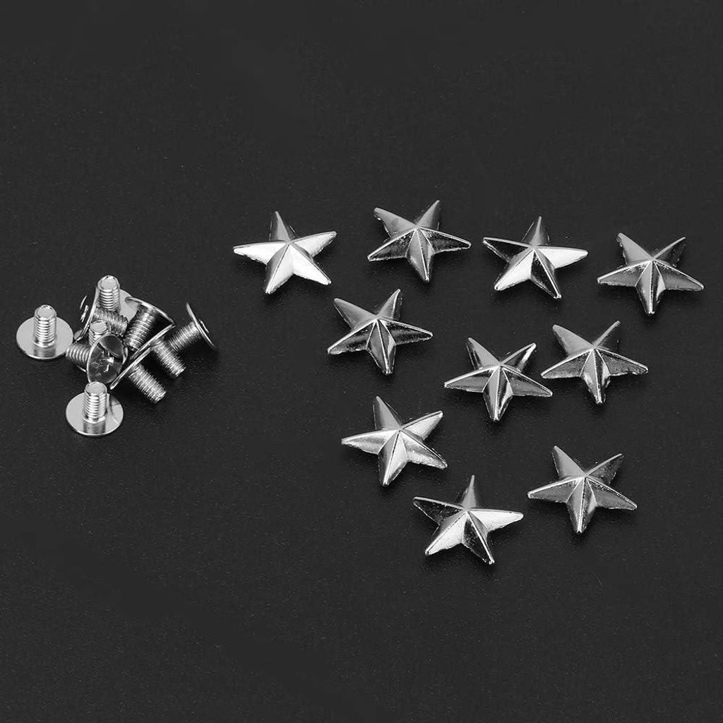Metallische Punk Spikes Nieten für Lederhandwerk - Set von 10 Stück - DIY Dekoration für Taschen und Schuhe - Silberne Runde Nieten 14mm.