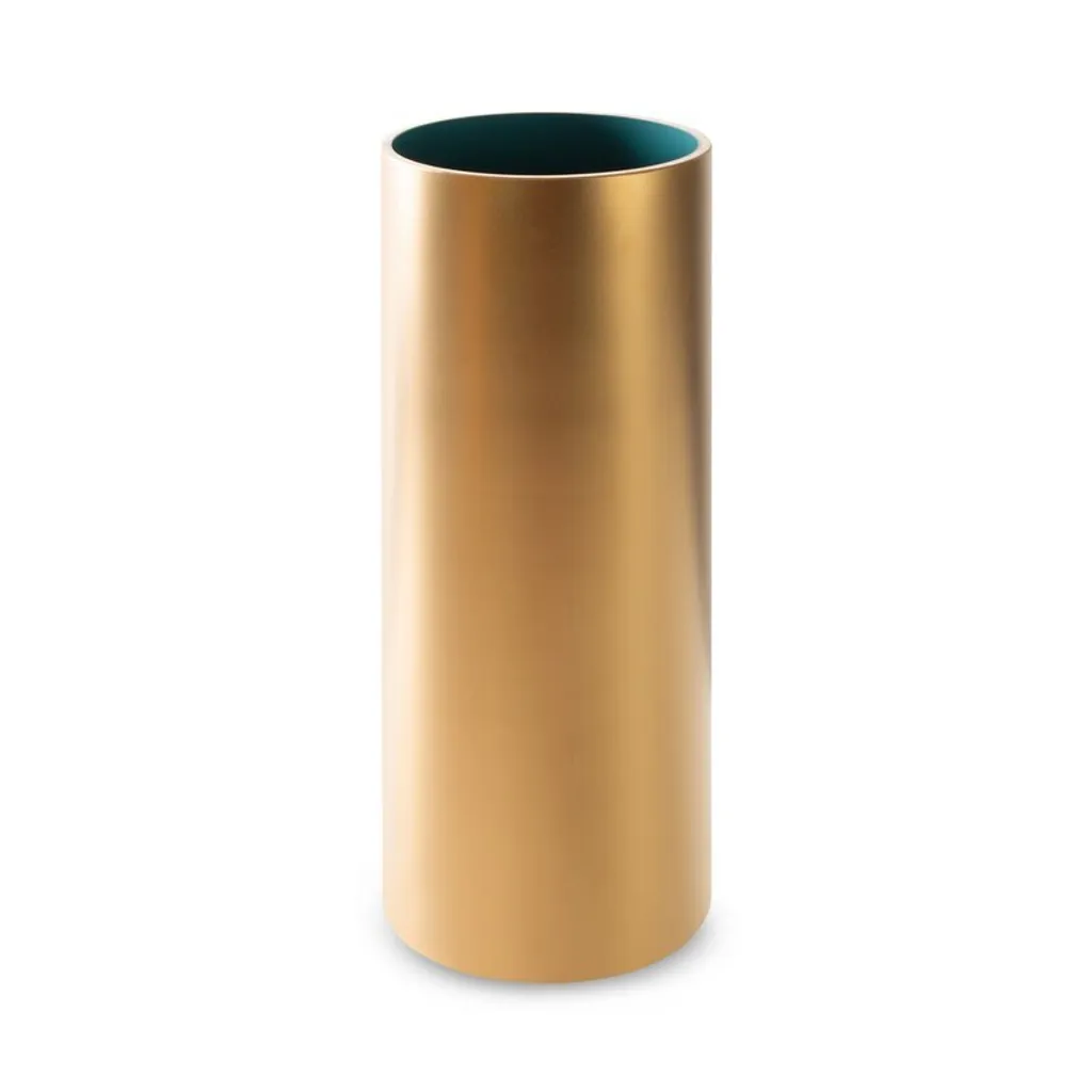 Grand vase centre de table turquoise et or 35 cm pour salon chic