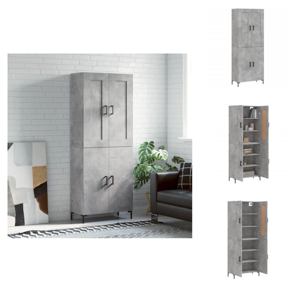 vidaXL Highboard Betongrau 69,5x34x180 cm Holzwerkstoff - Sideboards