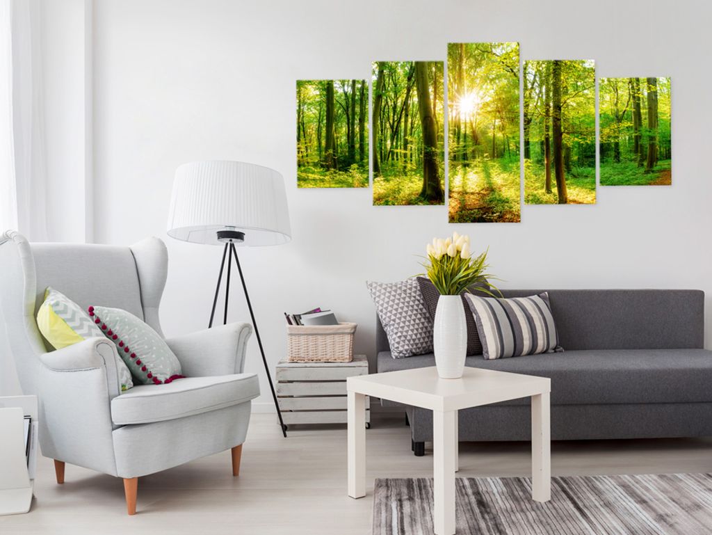Akustikbild Abstrakt Wald 200x100 cm Bilder Akustikschaum Hochleistungsschallabsorber Schallschutz Leinwand 5 tlg Wandbild Raumakustik Schalldämmu...