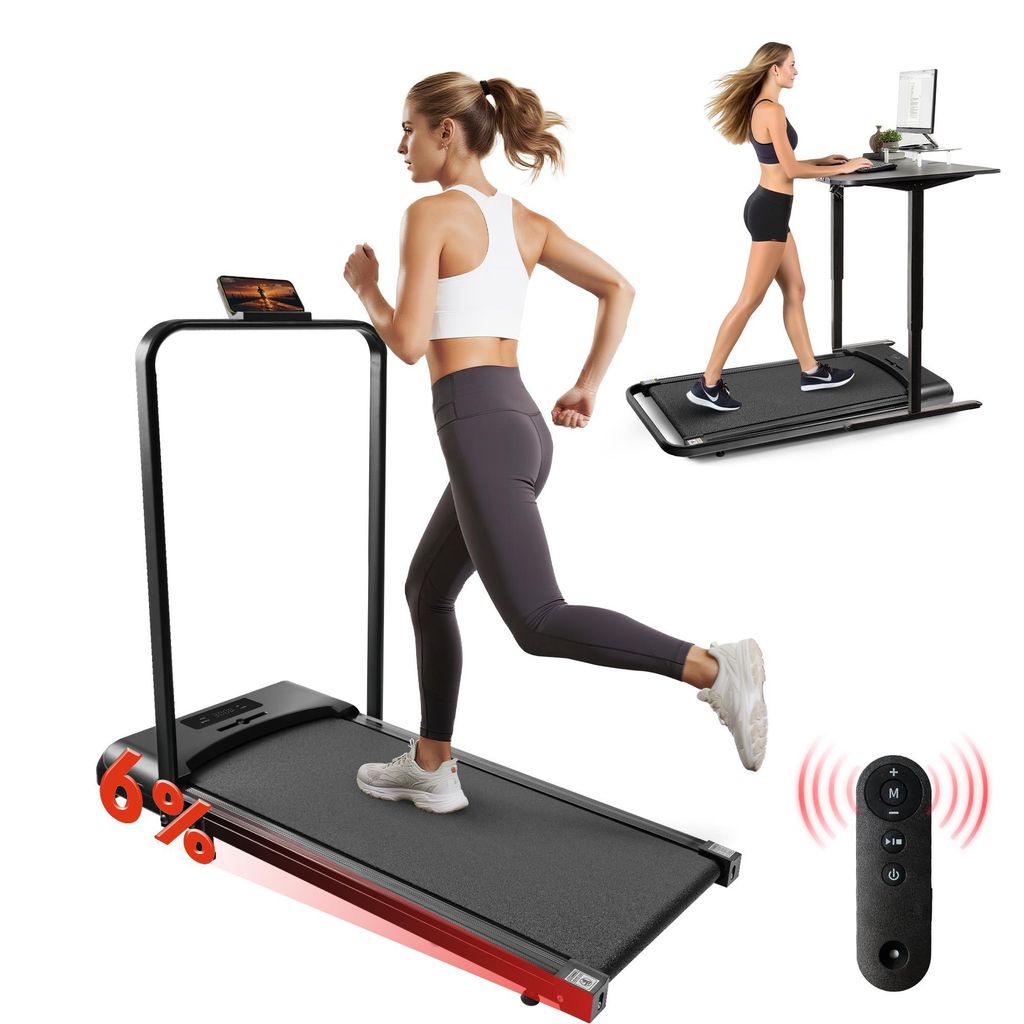 ZMH Walking Pad Laufband Für Zuhause Klappbares Leise - 1-6km/h Elektrisches Laufband mit 0-6% Steigung - 2.0PS Treadmill mit LED-Anzeige Fernbedi...