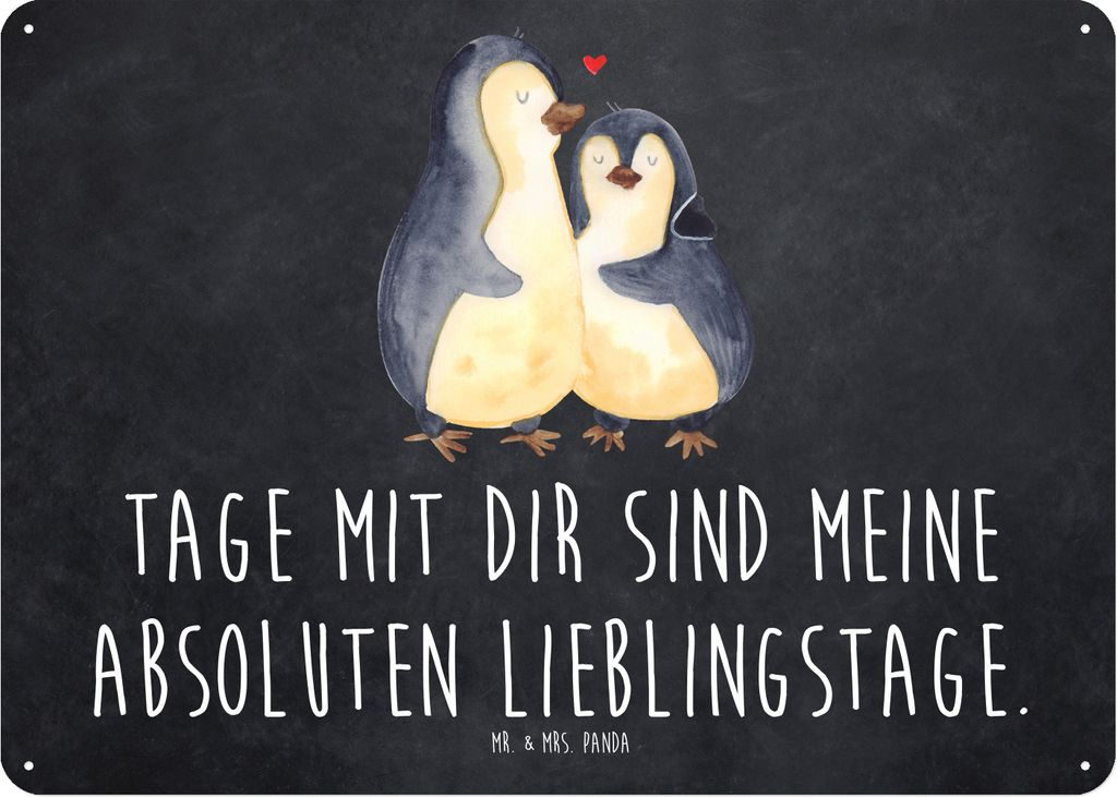 Mr. & Mrs. Panda tafel Pinguin umarmen DIN A5 - Kreidetafel - Geschenk, Wandbild, Hochzeitstag, Metallschild, Schild, Blechschild, Liebe, Türschil...