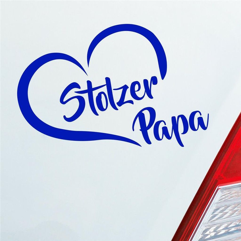 Auto Aufkleber Stolzer Papa Liebe Herz Vater Kind 13x10 cm Dunkelblau Sticker Heckscheibenaufkleber