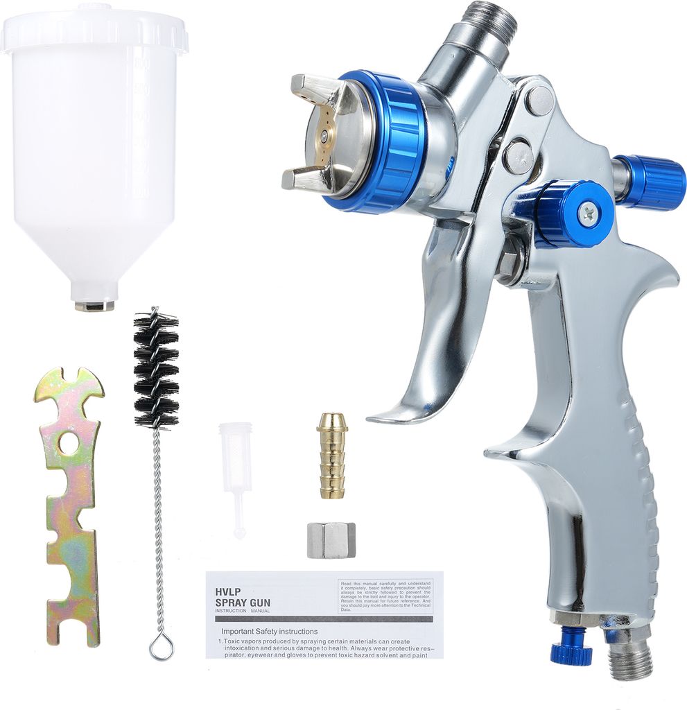 Farbspruehset mit Luftspritzmaschine und geringem Volumen und niedrigem Druck, Schwerkraftzufuhr, mit 1,3-mm-Duese und 600-ccm-Fluessigkeitsbecher ...